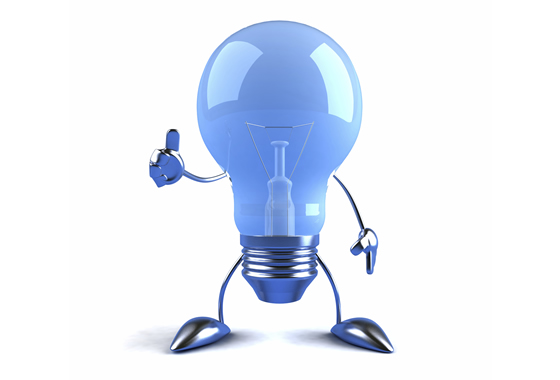 green light bulb standing as a person